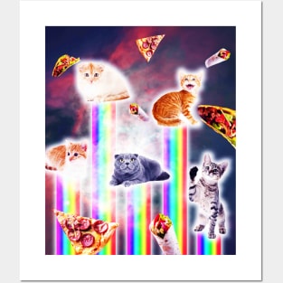 Outer Space Galaxy Cats With Rainbow Posters and Art
